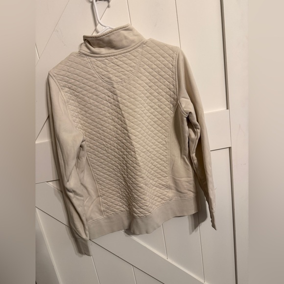 L.L. Bean Women's Cream Quilted Cowl Neck Sweater - Picture 7 of 8